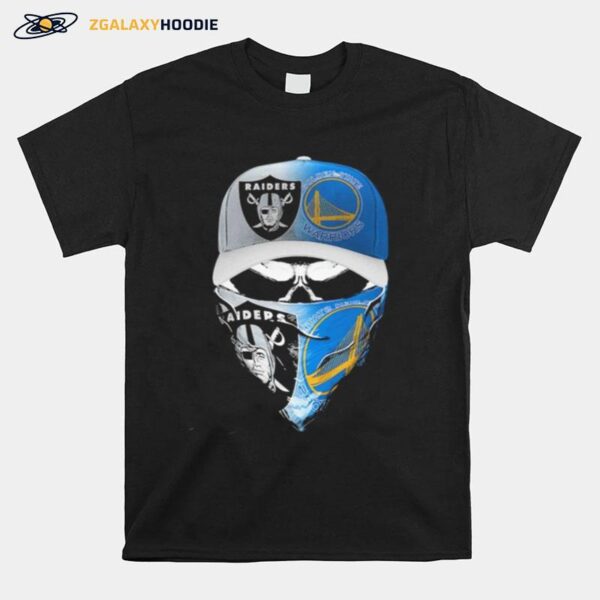 Skull Face Mask Oakland Raiders And Golden State Warriors T-Shirt