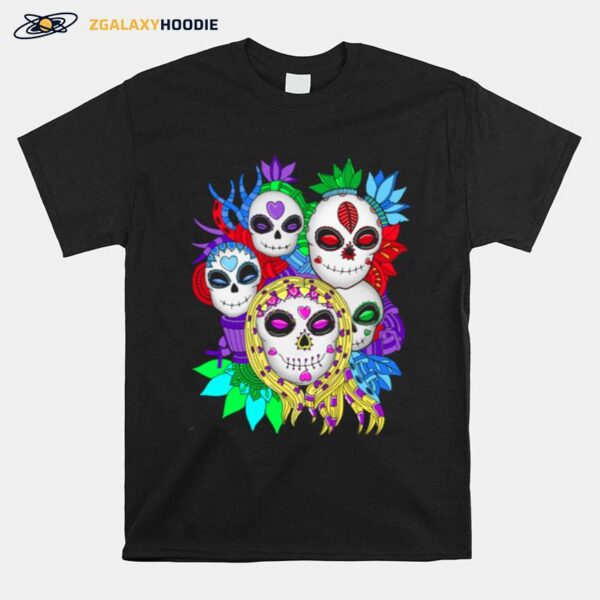 Skull Family Colorful Day Of The Dead T-Shirt