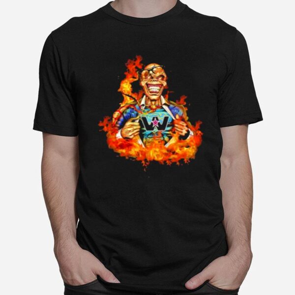 Skull Fire With Western Star Trucks Logo T-Shirt