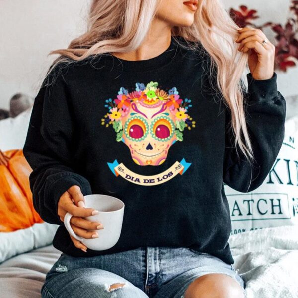 Skull Flower Dia De Los Muertos Sweater