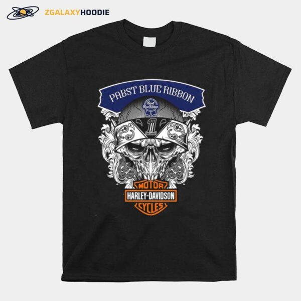 Skull Harley Davidson Pabst Blue Ribbon T-Shirt