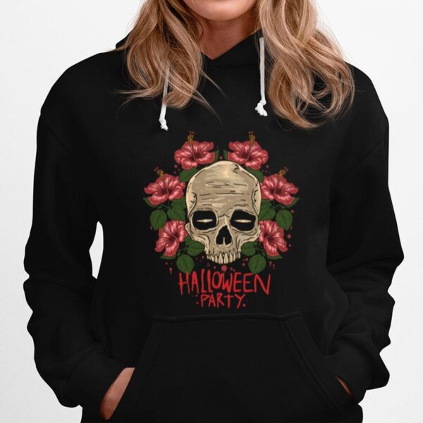 Skull Hibiscus Flower Halloween Party Hoodie