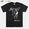 Skull Holding Budweiser Beer Logo T-Shirt