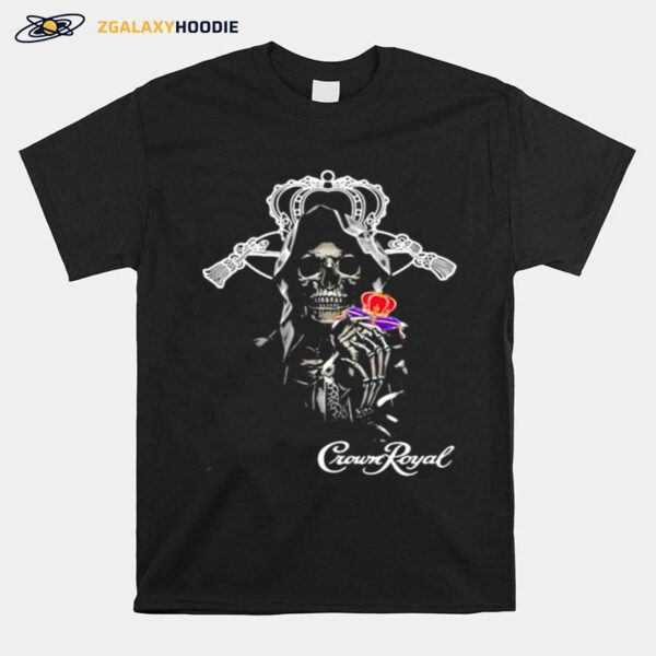 Skull Holding Crown Royal Logo T-Shirt