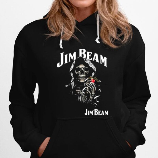 Skull Holding Jim Beam Logo Hoodie