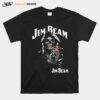 Skull Holding Jim Beam Logo T-Shirt