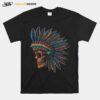 Skull Indian Side Position Day Of The Dead Retro Vintage T-Shirt