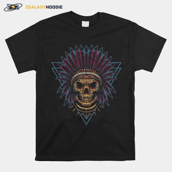 Skull Indian Triangle Day Of The Dead Vintage T-Shirt