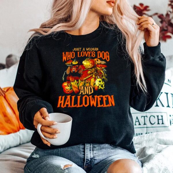 Skull Just A Woman Who Loves Dog And Halloween Sweater