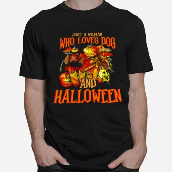 Skull Just A Woman Who Loves Dog And Halloween T-Shirt