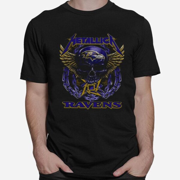 Skull Metallic Ravens T-Shirt