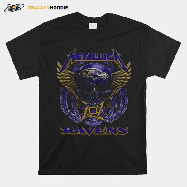 Skull Metallic Ravens T-Shirt