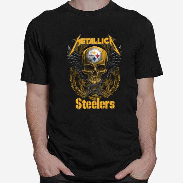 Skull Metallic Steelers Pittsburgh Halloween T-Shirt