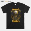 Skull Metallic Steelers Pittsburgh Halloween T-Shirt