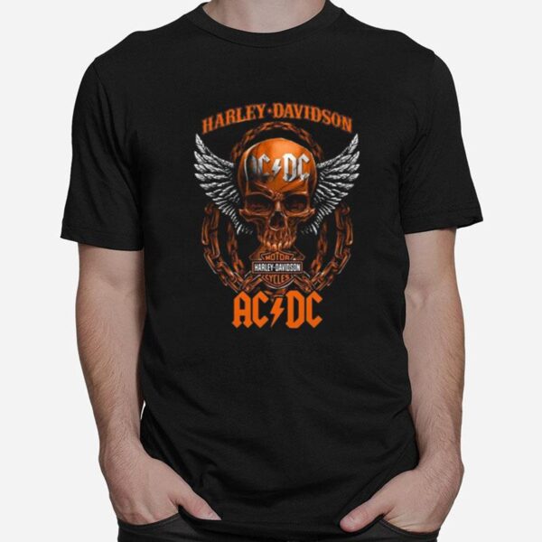 Skull Motor Harley Davidson Cycles Ac Dc T-Shirt