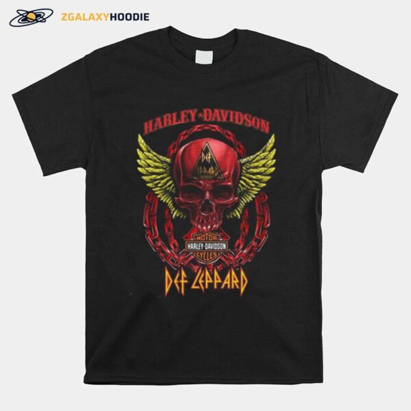 Skull Motor Harley Davidson Cycles Def Leppard T-Shirt