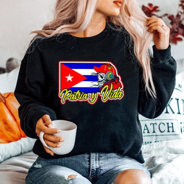 Skull Patria Y Vida Cuba Libre Flag Sweater