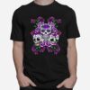 Skull Purple Floral Day Of The Dead Skulls T-Shirt