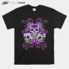 Skull Purple Floral Day Of The Dead Skulls T-Shirt