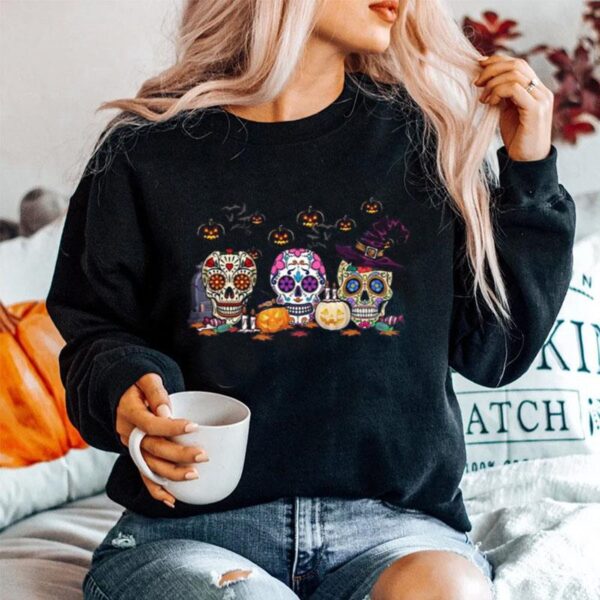 Skull Witch Pumpkin Halloween Sweater