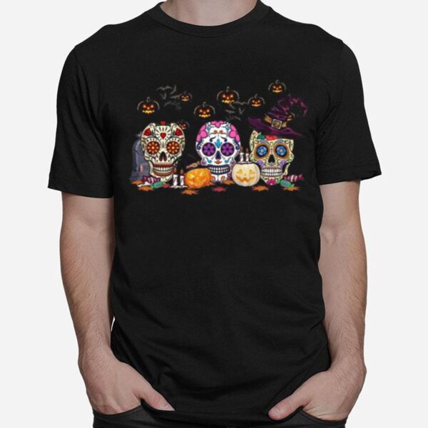 Skull Witch Pumpkin Halloween T-Shirt