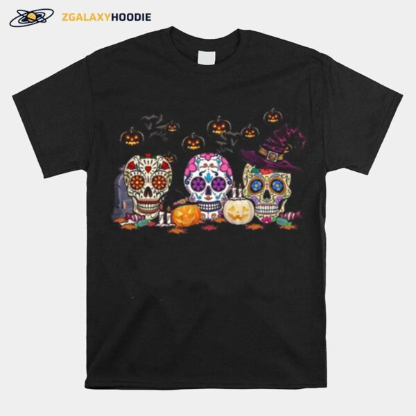 Skull Witch Pumpkin Halloween T-Shirt