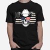 Skull With Sunglasses And Cowboy Hat In Front Of Us Flag T-Shirt