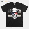 Skull With Sunglasses And Cowboy Hat In Front Of Us Flag T-Shirt