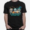 Skulls In September We Wear Teal Halloween T-Shirt