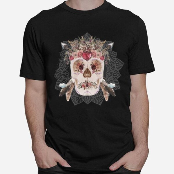 Skulls Mandala Flowers Day Dead T-Shirt