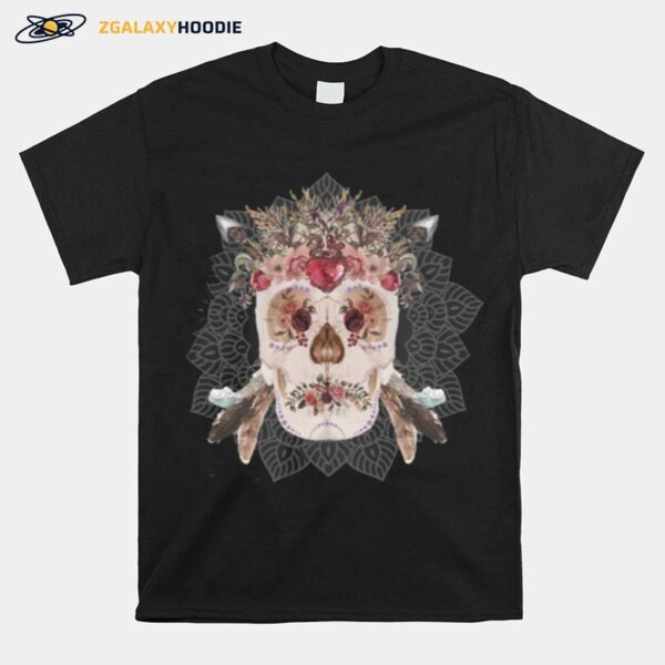 Skulls Mandala Flowers Day Dead T-Shirt