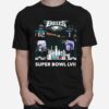 Super Bowl Lvii Jalen Hurts And Travis Kelce Philadelphia Eagles Skyline Signatures T-Shirt