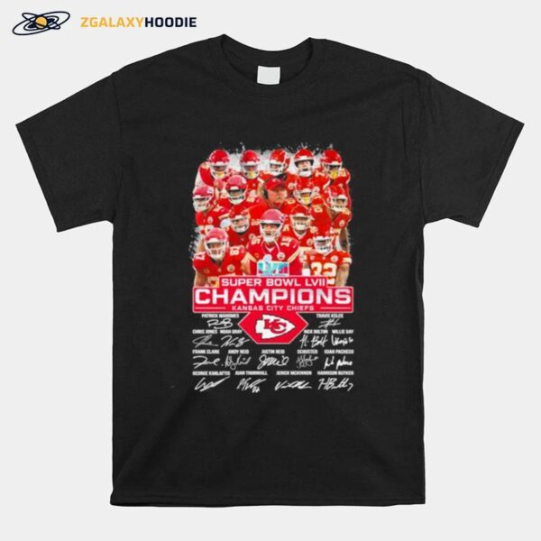 Super Bowl Lvii Kansas City Chiefs 2023 Final Champions Signatures T-Shirt
