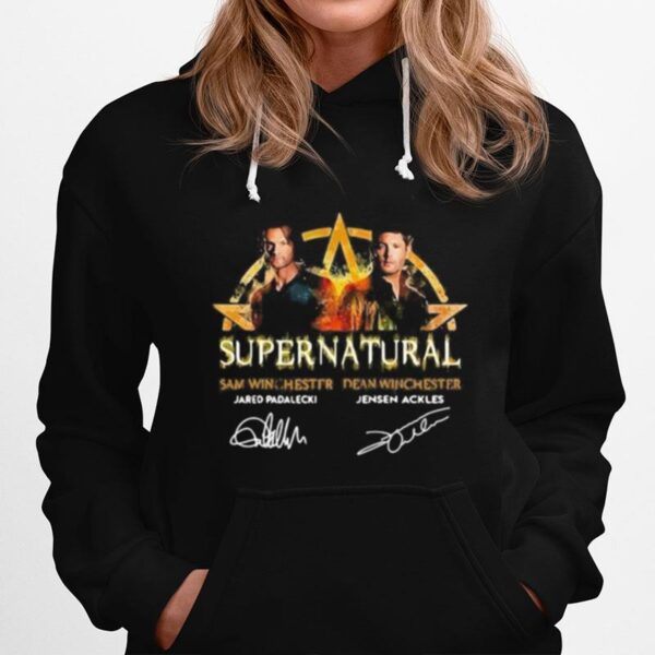 Supernatural Sam Winchester Dean Winchester Jared Padalecki Jensen Ackles Signatures Hoodie