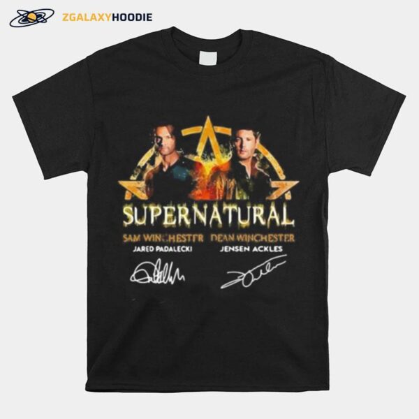 Supernatural Sam Winchester Dean Winchester Jared Padalecki Jensen Ackles Signatures T-Shirt