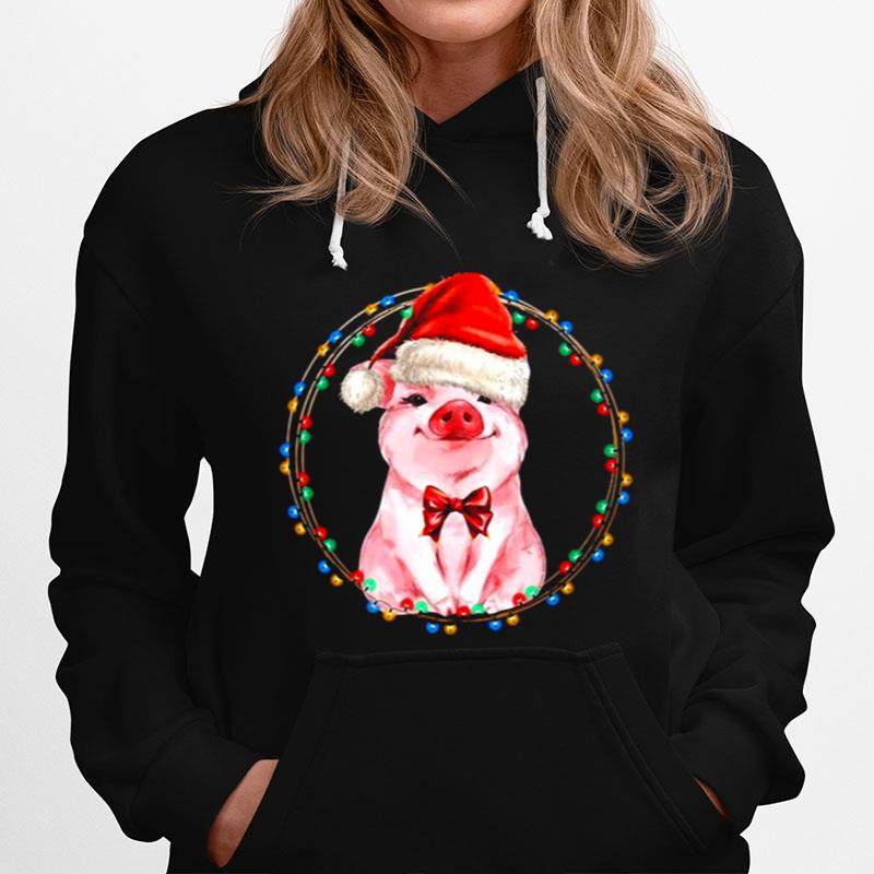 Sweet Pig With Santa Hat Pig Lover Christmas Sweater Hoodie
