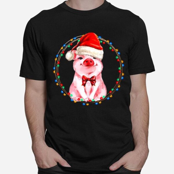 Sweet Pig With Santa Hat Pig Lover Christmas Sweater T-Shirt