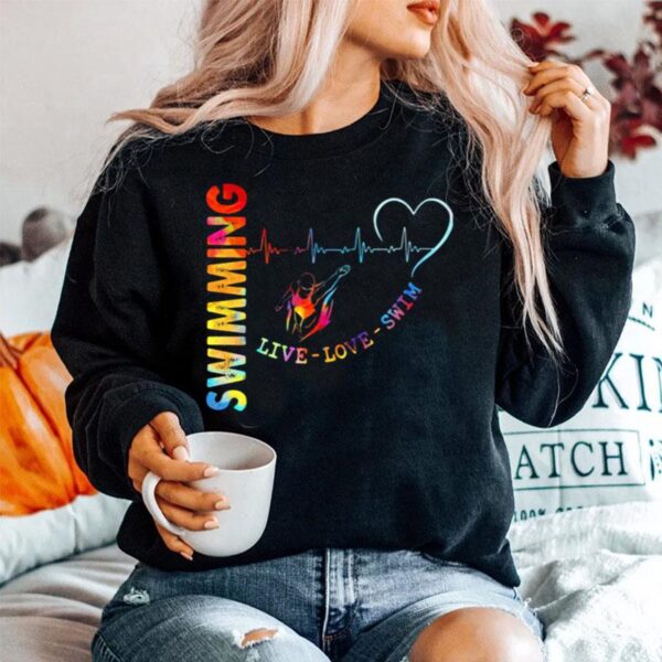 Swimming Live Love Swin Heart Beat Sweater