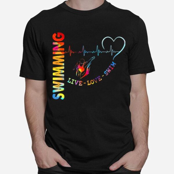 Swimming Live Love Swin Heart Beat T-Shirt