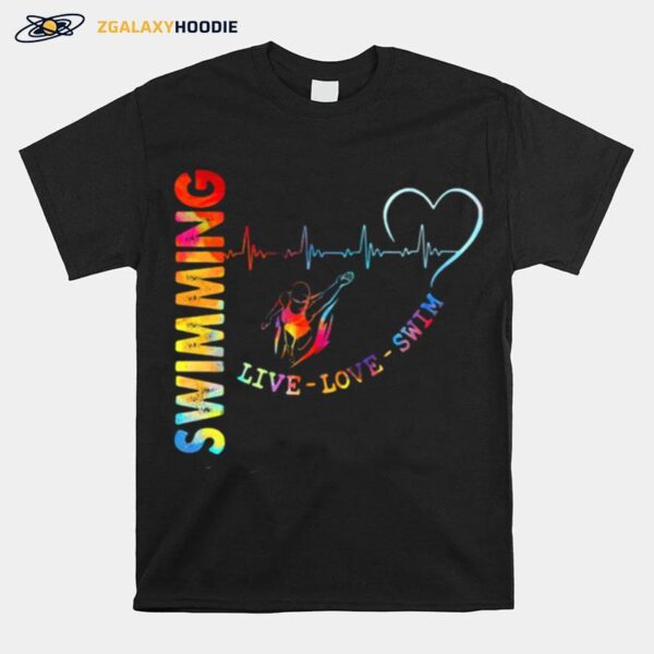 Swimming Live Love Swin Heart Beat T-Shirt