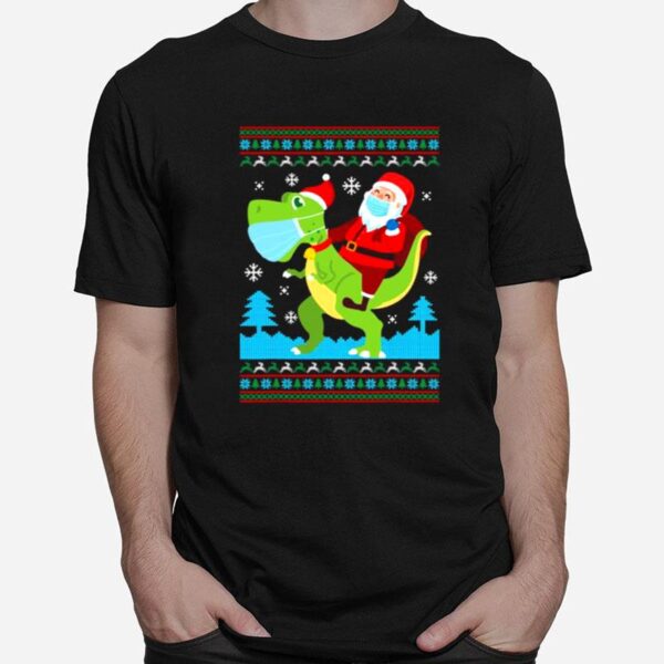 T Rex Santa Ride Funny Ugly Christmas T-Shirt