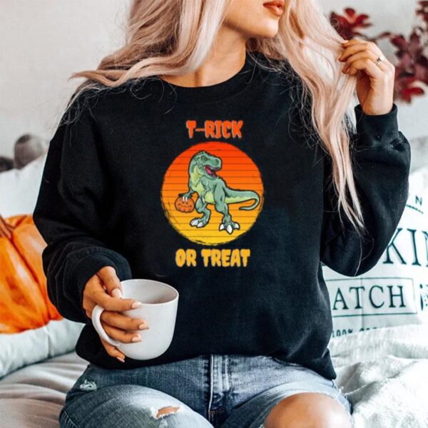 T Rick Or Treat Trex Halloween Dinosaur Sweater