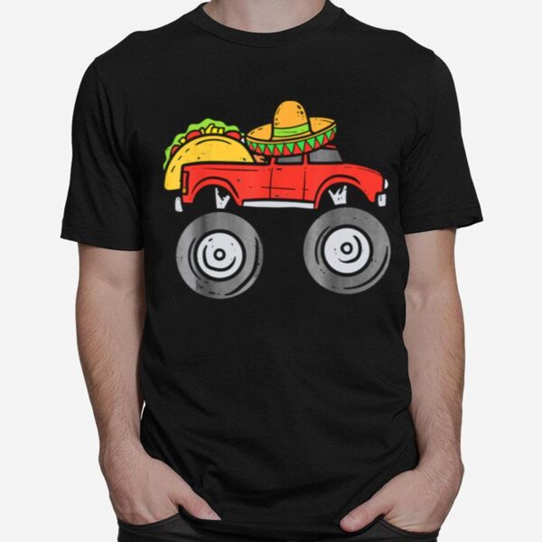 Taco Monster Truck Sombrero Cinco De Mayo Mexican Boys T-Shirt