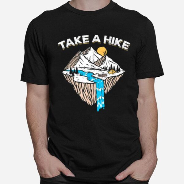 Take A Hike Outdoor Sunset Vintage Style Mountains Nature Tee T-Shirt