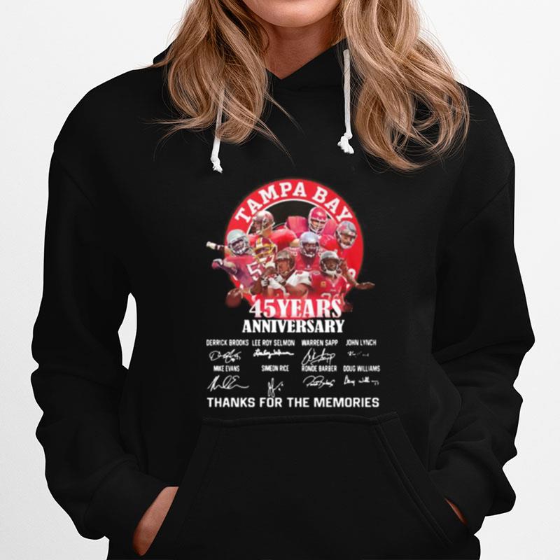 Tampa Bay Buccaneers 45 Years Anniversary Thank You For The Memories Signatures Hoodie