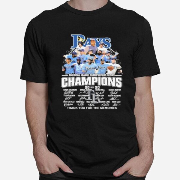 Tampa Bay Rays American League Champions Thank For The Memories Signatures T-Shirt