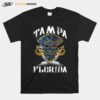 Tampa Florida Bay Skull Pirate Tattoo Symbol Team T-Shirt