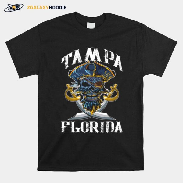 Tampa Florida Bay Skull Pirate Tattoo Symbol Team T-Shirt