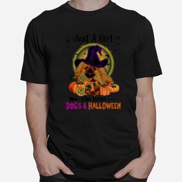 Tan Pekingese Just A Girl Who Loves Dogs And Halloween T-Shirt