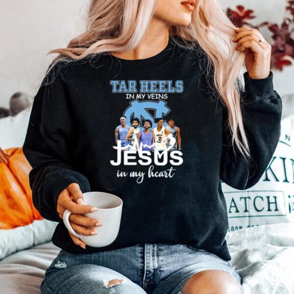 Tar Heels North Carolina In My Veins Jesus In My Heart Sweater